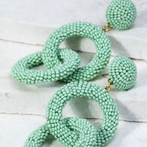 Light Green (Mint) Beaded Ring Earrings